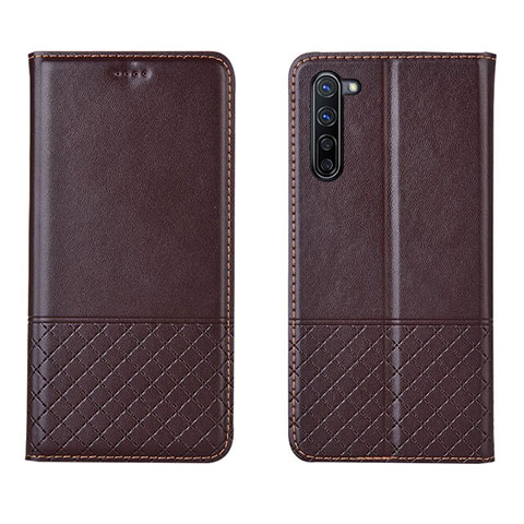 Coque Portefeuille Livre Cuir Etui Clapet L04 pour Oppo F15 Marron