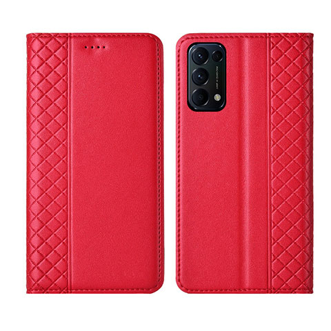 Coque Portefeuille Livre Cuir Etui Clapet L04 pour Oppo Find X3 Lite 5G Rouge