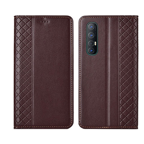 Coque Portefeuille Livre Cuir Etui Clapet L04 pour Oppo Reno3 Pro Marron