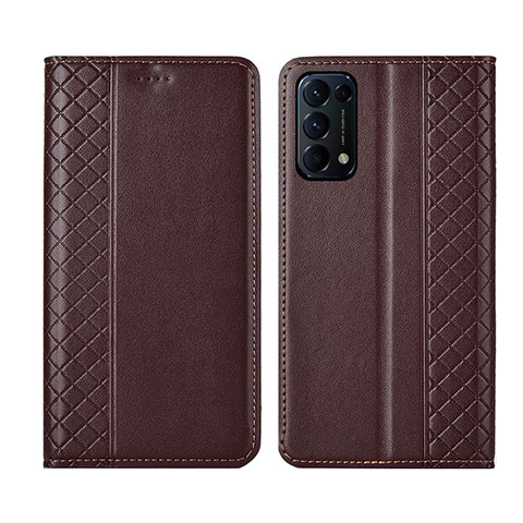 Coque Portefeuille Livre Cuir Etui Clapet L04 pour Oppo Reno5 Pro 5G Marron