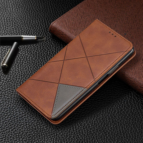 Coque Portefeuille Livre Cuir Etui Clapet L04 pour Samsung Galaxy M21 Marron