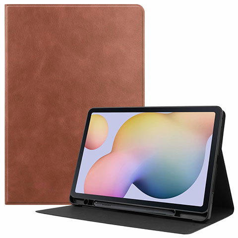 Coque Portefeuille Livre Cuir Etui Clapet L04 pour Samsung Galaxy Tab S7 11 Wi-Fi SM-T870 Marron