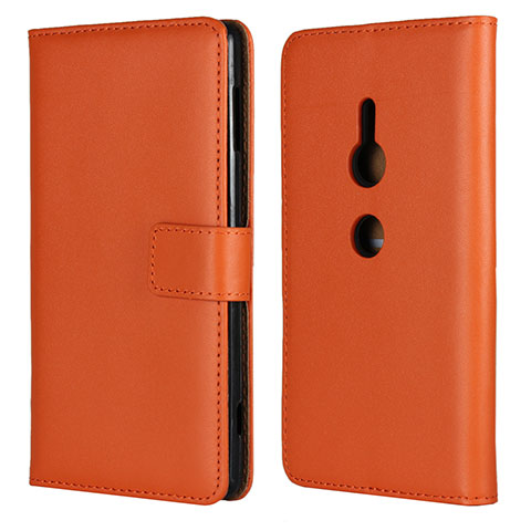 Coque Portefeuille Livre Cuir Etui Clapet L04 pour Sony Xperia XZ2 Orange