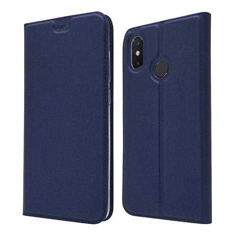 Coque Portefeuille Livre Cuir Etui Clapet L04 pour Xiaomi Mi 8 Bleu