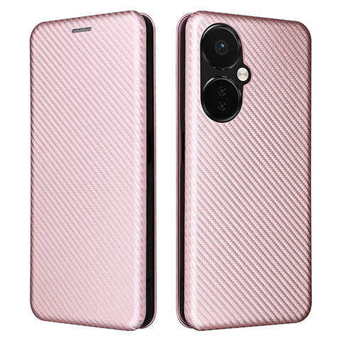 Coque Portefeuille Livre Cuir Etui Clapet L04Z pour OnePlus Nord CE 3 5G Or Rose