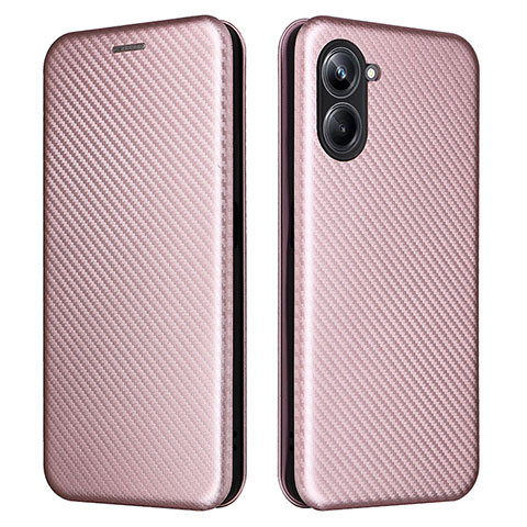 Coque Portefeuille Livre Cuir Etui Clapet L04Z pour Realme 10 Pro 5G Or Rose