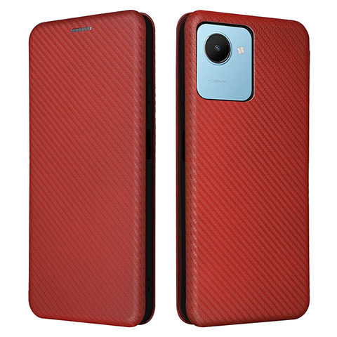 Coque Portefeuille Livre Cuir Etui Clapet L04Z pour Realme C30s Marron