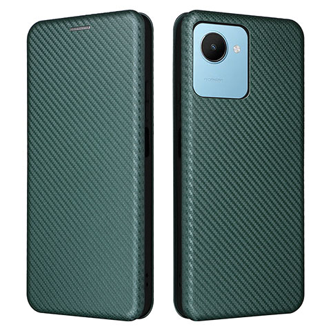 Coque Portefeuille Livre Cuir Etui Clapet L04Z pour Realme C30s Vert