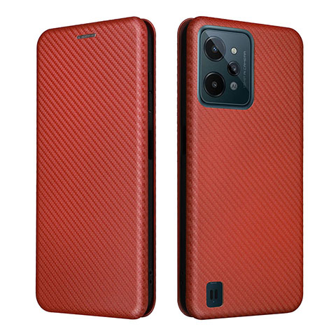 Coque Portefeuille Livre Cuir Etui Clapet L04Z pour Realme C31 Marron