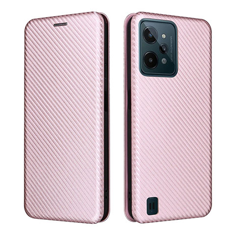 Coque Portefeuille Livre Cuir Etui Clapet L04Z pour Realme C31 Or Rose