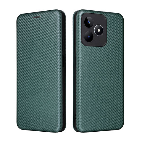 Coque Portefeuille Livre Cuir Etui Clapet L04Z pour Realme C67 Vert