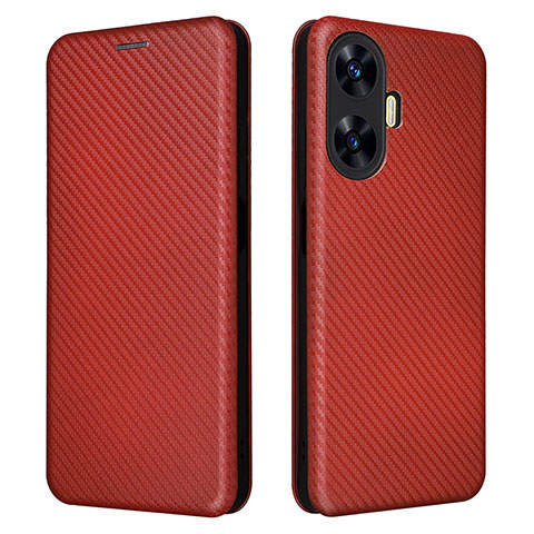 Coque Portefeuille Livre Cuir Etui Clapet L04Z pour Realme Narzo N55 Marron