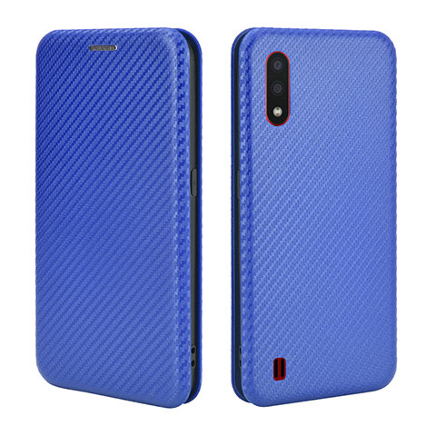 Coque Portefeuille Livre Cuir Etui Clapet L04Z pour Samsung Galaxy A01 SM-A015 Bleu