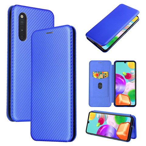 Coque Portefeuille Livre Cuir Etui Clapet L04Z pour Samsung Galaxy A41 SC-41A Bleu