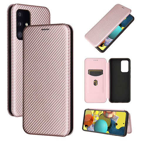 Coque Portefeuille Livre Cuir Etui Clapet L04Z pour Samsung Galaxy A52 4G Or Rose