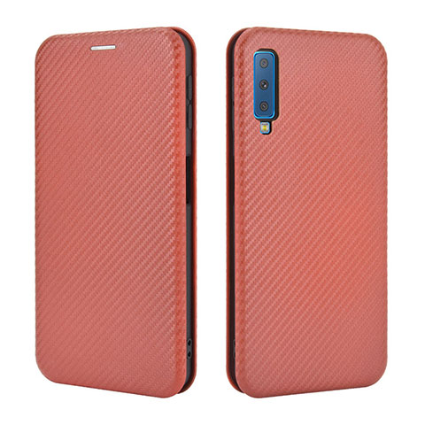 Coque Portefeuille Livre Cuir Etui Clapet L04Z pour Samsung Galaxy A7 (2018) A750 Marron