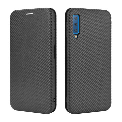 Coque Portefeuille Livre Cuir Etui Clapet L04Z pour Samsung Galaxy A7 (2018) A750 Noir