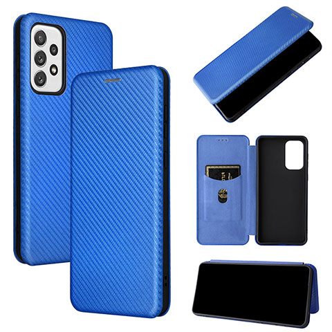 Coque Portefeuille Livre Cuir Etui Clapet L04Z pour Samsung Galaxy A73 5G Bleu