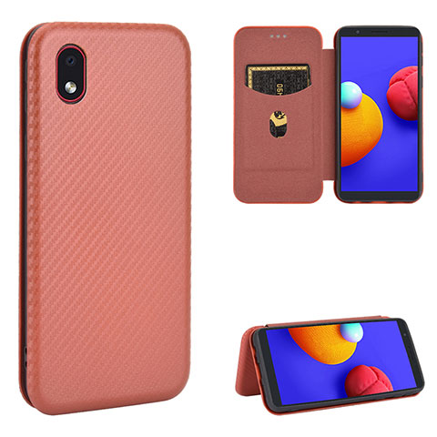 Coque Portefeuille Livre Cuir Etui Clapet L04Z pour Samsung Galaxy M01 Core Marron