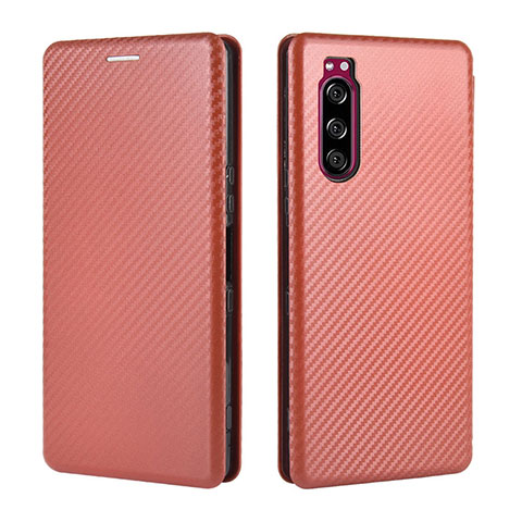 Coque Portefeuille Livre Cuir Etui Clapet L04Z pour Sony Xperia 5 Marron