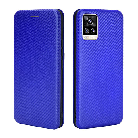 Coque Portefeuille Livre Cuir Etui Clapet L04Z pour Vivo V20 Bleu