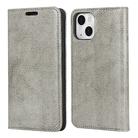 Coque Portefeuille Livre Cuir Etui Clapet L05 pour Apple iPhone 14 Gris