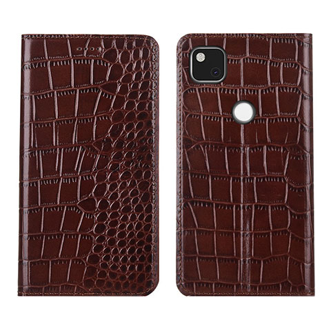 Coque Portefeuille Livre Cuir Etui Clapet L05 pour Google Pixel 4a Marron