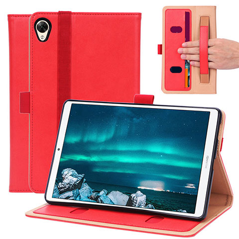 Coque Portefeuille Livre Cuir Etui Clapet L05 pour Huawei MediaPad M6 8.4 Rouge