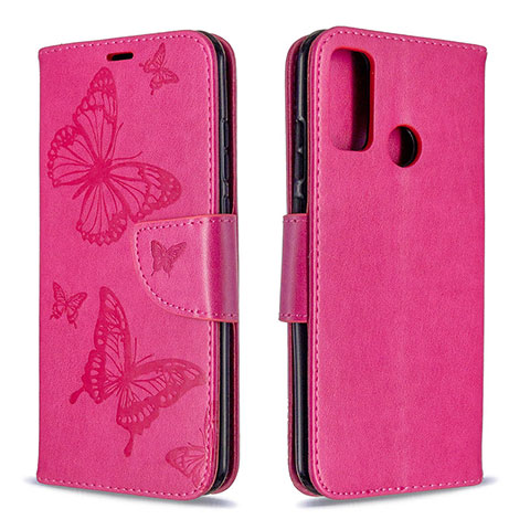 Coque Portefeuille Livre Cuir Etui Clapet L05 pour Huawei P Smart (2020) Rose Rouge