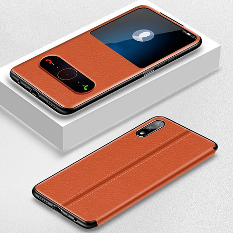 Coque Portefeuille Livre Cuir Etui Clapet L05 pour Huawei Y9 Prime (2019) Orange