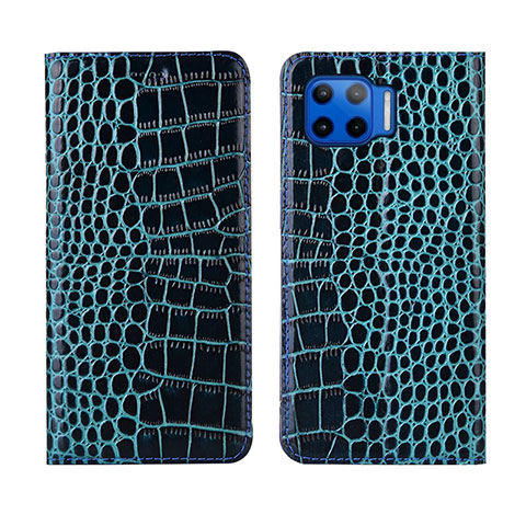 Coque Portefeuille Livre Cuir Etui Clapet L05 pour Motorola Moto One 5G Bleu Ciel