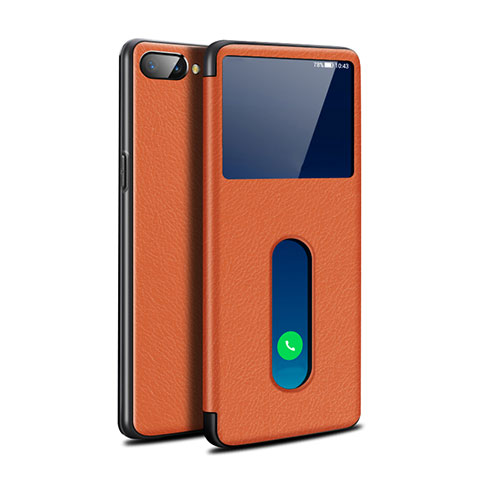 Coque Portefeuille Livre Cuir Etui Clapet L05 pour Oppo A5 Orange