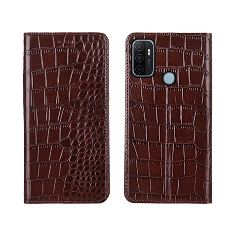 Coque Portefeuille Livre Cuir Etui Clapet L05 pour Oppo A53s Marron