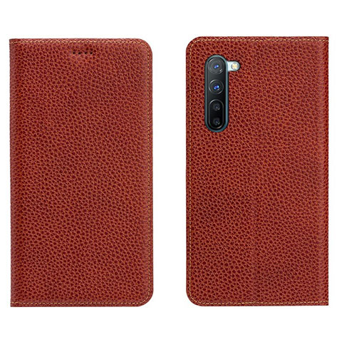 Coque Portefeuille Livre Cuir Etui Clapet L05 pour Oppo F15 Marron