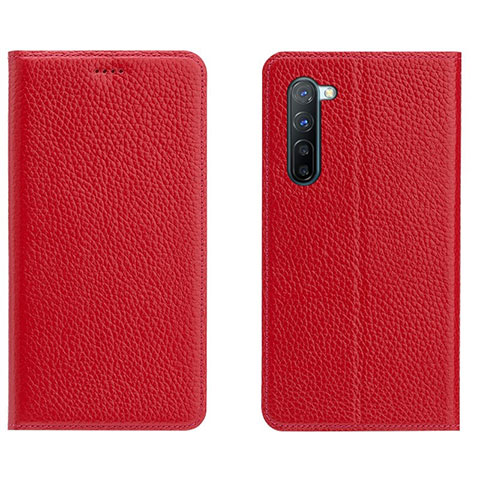 Coque Portefeuille Livre Cuir Etui Clapet L05 pour Oppo F15 Rouge