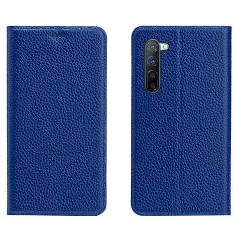 Coque Portefeuille Livre Cuir Etui Clapet L05 pour Oppo Reno3 Bleu