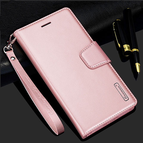 Coque Portefeuille Livre Cuir Etui Clapet L05 pour Samsung Galaxy S21 Ultra 5G Or Rose