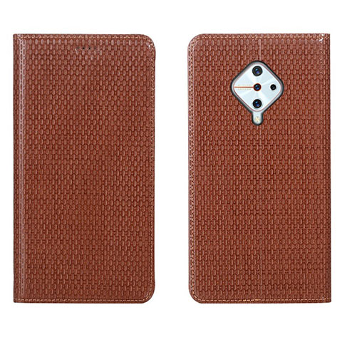 Coque Portefeuille Livre Cuir Etui Clapet L05 pour Vivo S1 Pro Orange