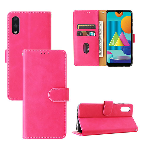 Coque Portefeuille Livre Cuir Etui Clapet L05Z pour Samsung Galaxy A02 Rose Rouge