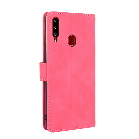 Coque Portefeuille Livre Cuir Etui Clapet L05Z pour Samsung Galaxy A20s Rose Rouge