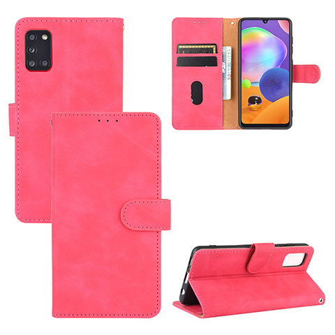 Coque Portefeuille Livre Cuir Etui Clapet L05Z pour Samsung Galaxy A31 Rose Rouge