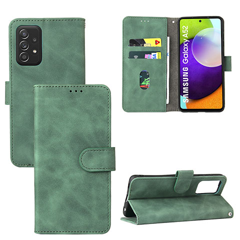 Coque Portefeuille Livre Cuir Etui Clapet L05Z pour Samsung Galaxy A52 5G Vert