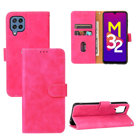 Coque Portefeuille Livre Cuir Etui Clapet L05Z pour Samsung Galaxy M32 4G Rose Rouge