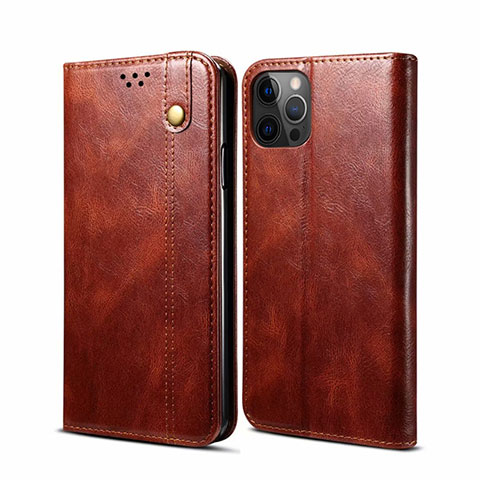 Coque Portefeuille Livre Cuir Etui Clapet L06 pour Apple iPhone 12 Pro Marron