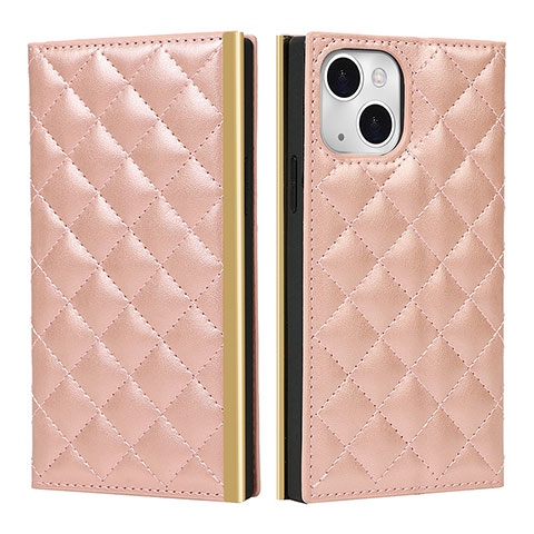 Coque Portefeuille Livre Cuir Etui Clapet L06 pour Apple iPhone 13 Mini Or Rose