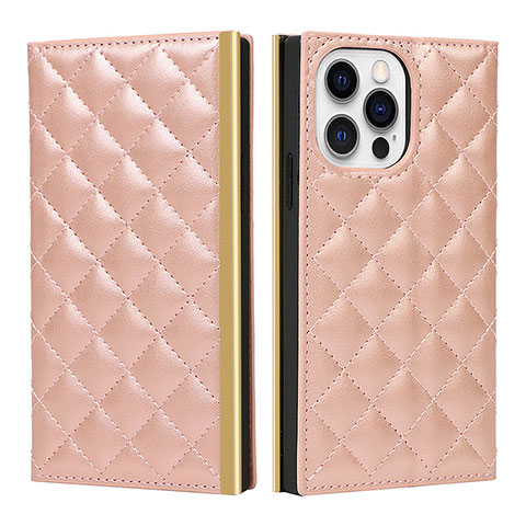 Coque Portefeuille Livre Cuir Etui Clapet L06 pour Apple iPhone 14 Pro Max Or Rose