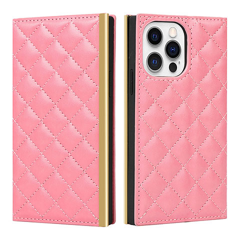 Coque Portefeuille Livre Cuir Etui Clapet L06 pour Apple iPhone 14 Pro Max Rose