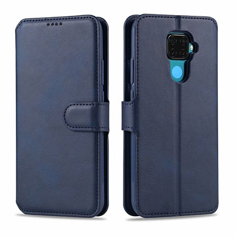 Coque Portefeuille Livre Cuir Etui Clapet L06 pour Huawei Mate 30 Lite Bleu