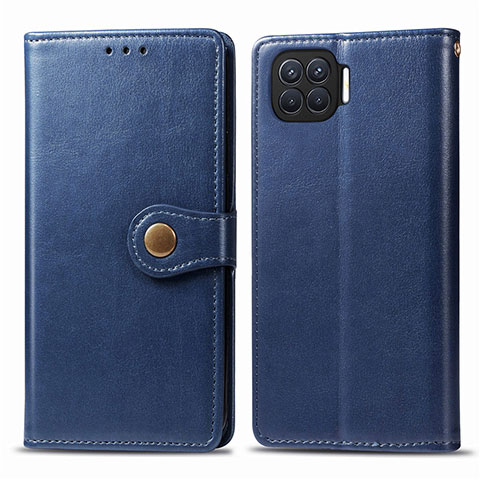 Coque Portefeuille Livre Cuir Etui Clapet L06 pour Oppo F17 Pro Bleu