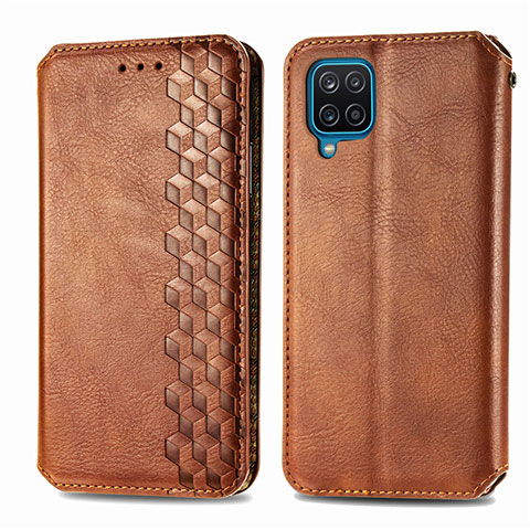 Coque Portefeuille Livre Cuir Etui Clapet L06 pour Samsung Galaxy A12 Marron